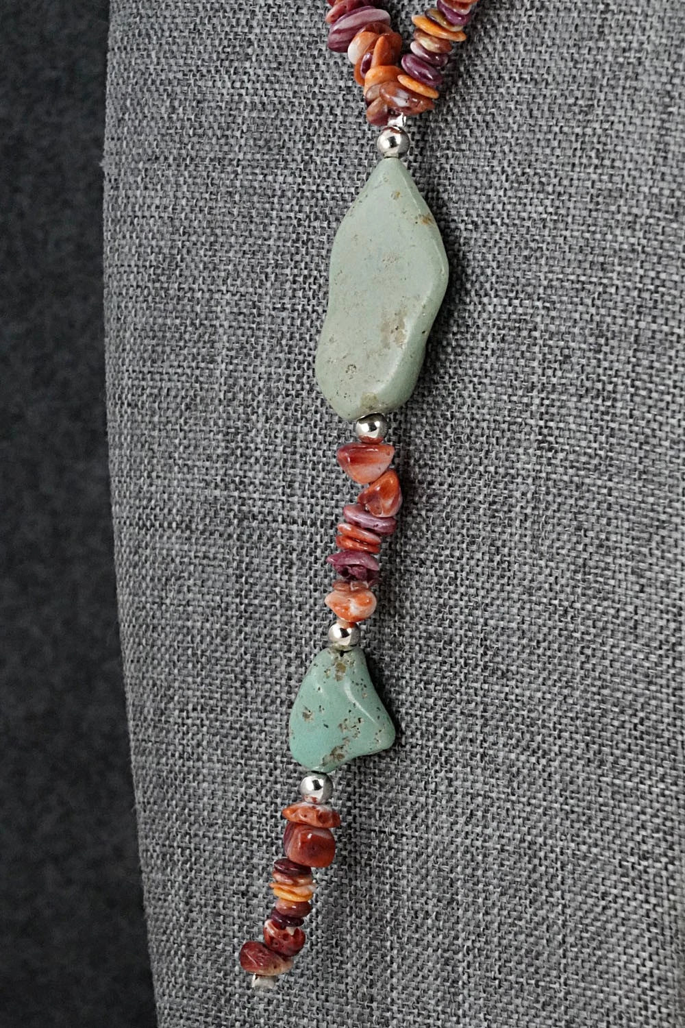 Spiny Oyster, Turquoise & Sterling Silver Necklace Set - Erika Brown