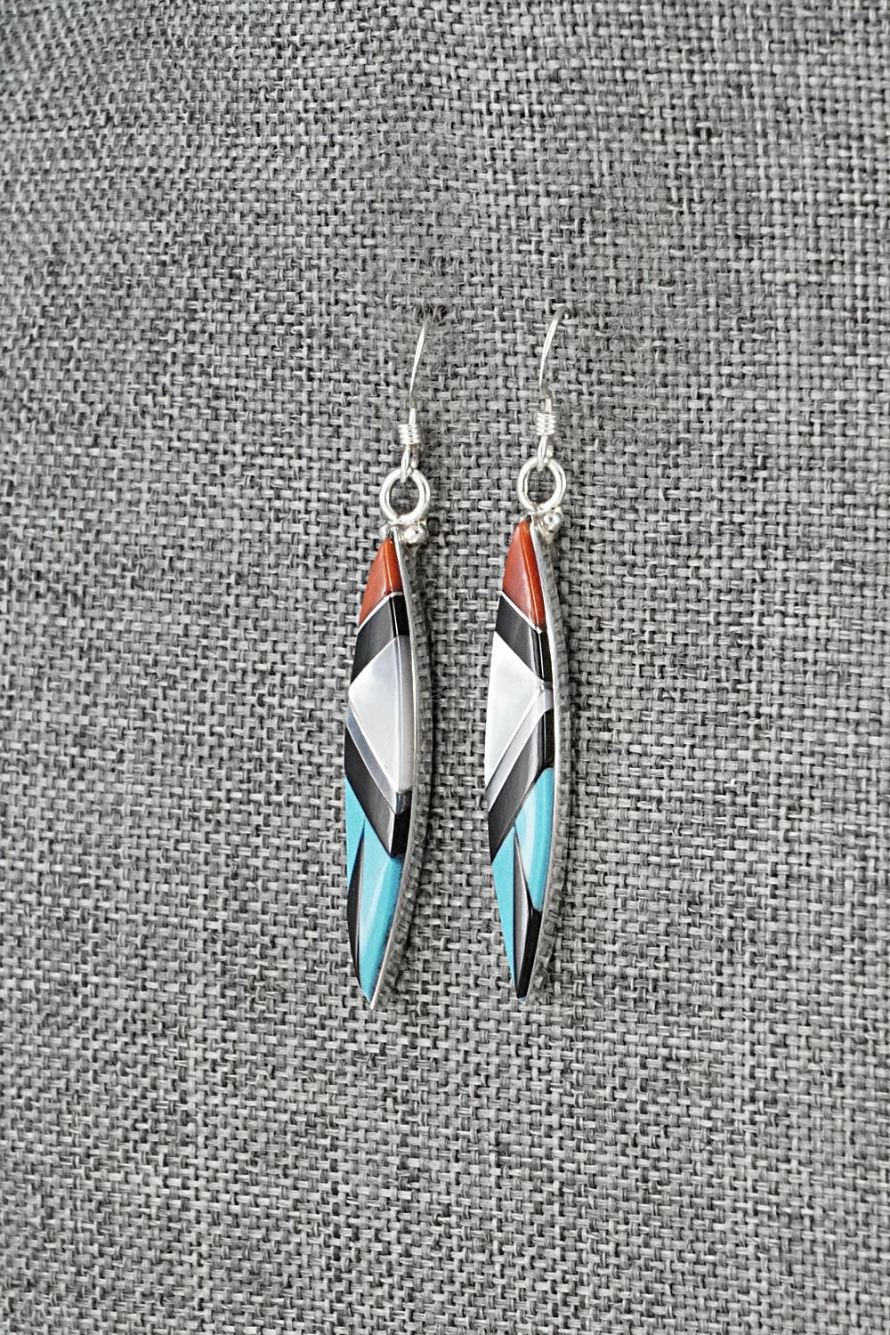 Multi-Stone Inlay & Sterling Silver Earrings - Cleo Kallestewa