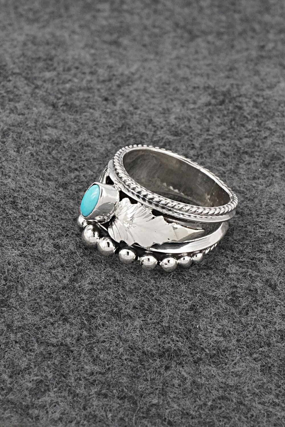 Turquoise & Sterling Silver Ring - Tom Lewis - Size 8.5