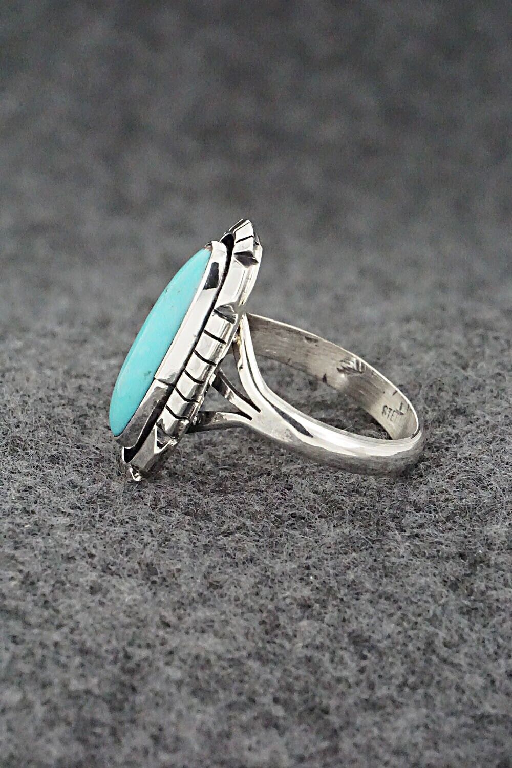 Turquoise & Sterling Silver Ring - Amos Begay - Size 7