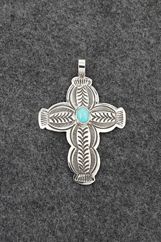 Turquoise & Sterling Silver Pendant - Arnold Blackgoat