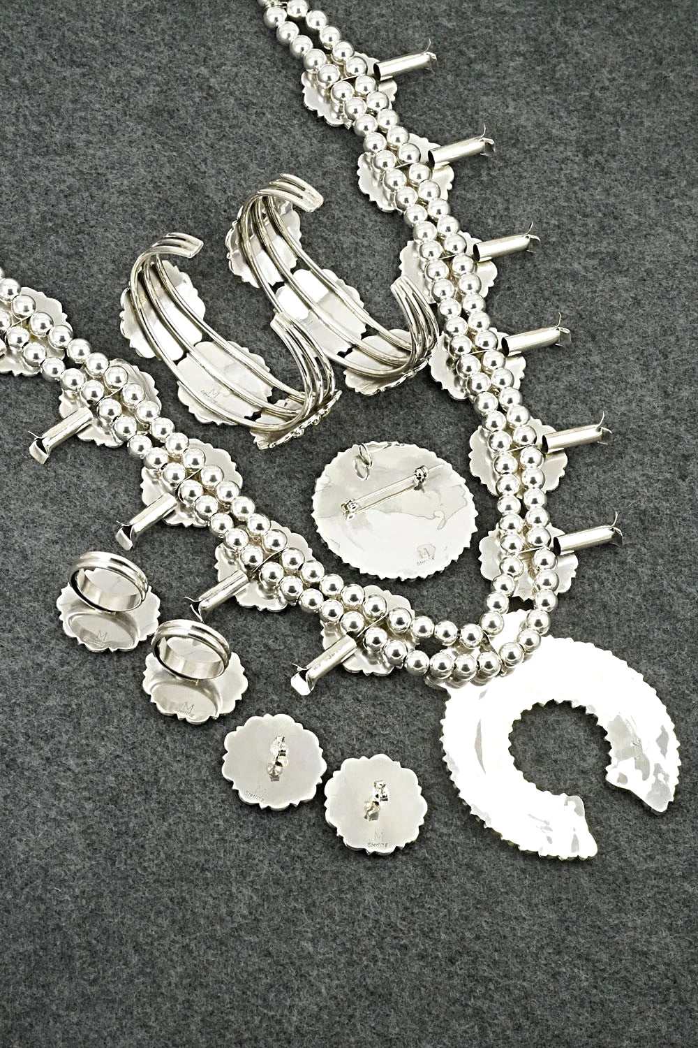 Turquoise & Sterling Silver Squash Blossom Set - Gerald Mitchell