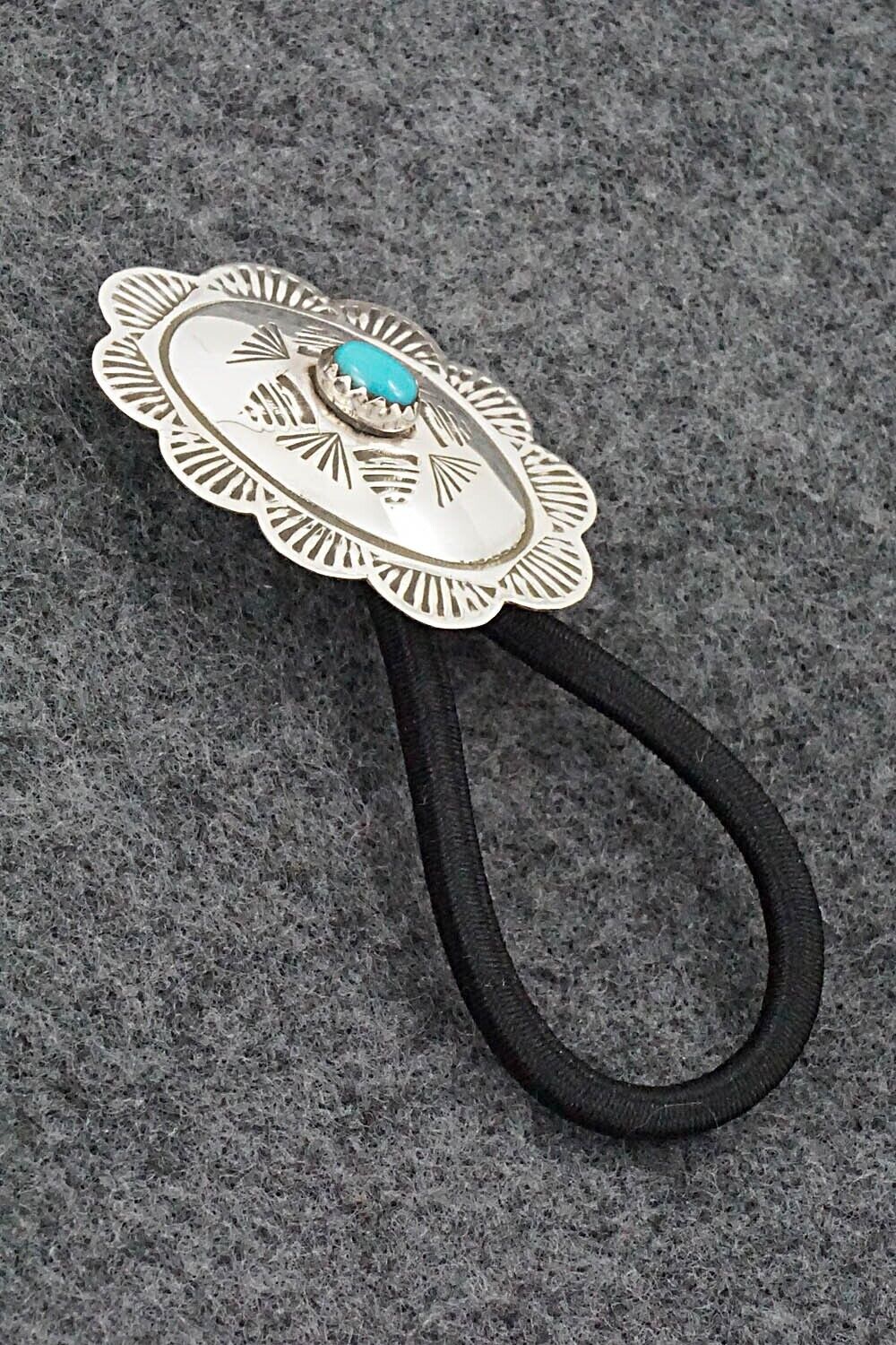 Turquoise & Sterling Silver Hair Tie - Bertha Begay