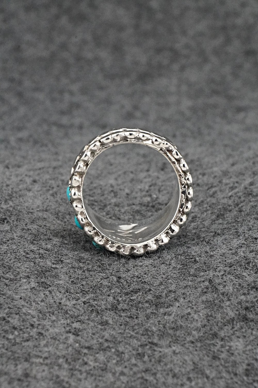 Turquoise & Sterling Silver Ring - Kenny Lonjose - Size 8.5