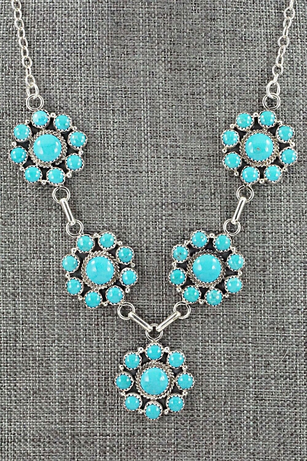 Turquoise & Sterling Silver Necklace and Earrings Set - Anna Spencer