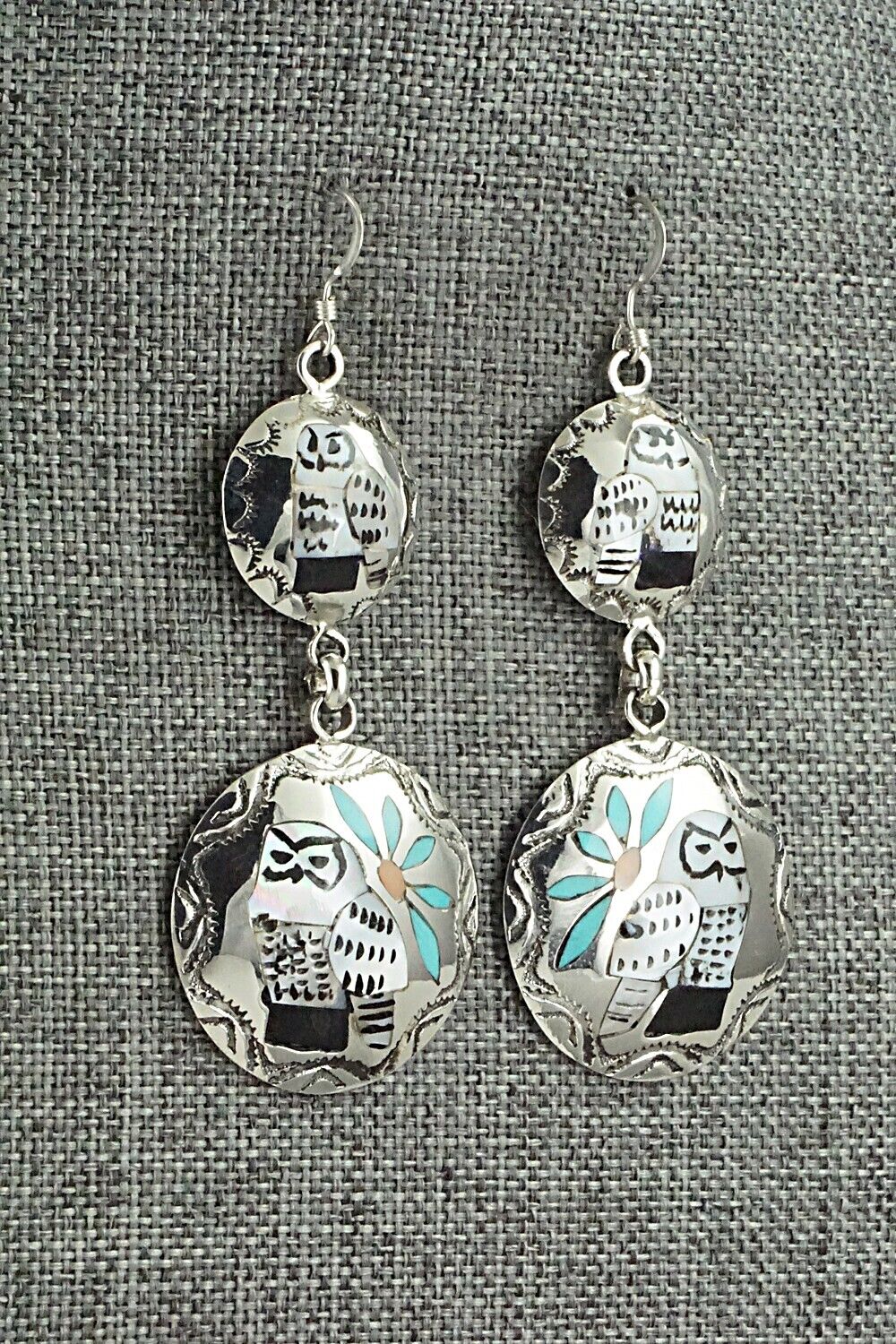 Multi Stone & Sterling Silver Earrings - Quintin Quam Sr.