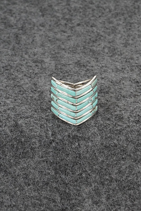 Turquoise & Sterling Silver Ring - Andrew Enrico - Size 8