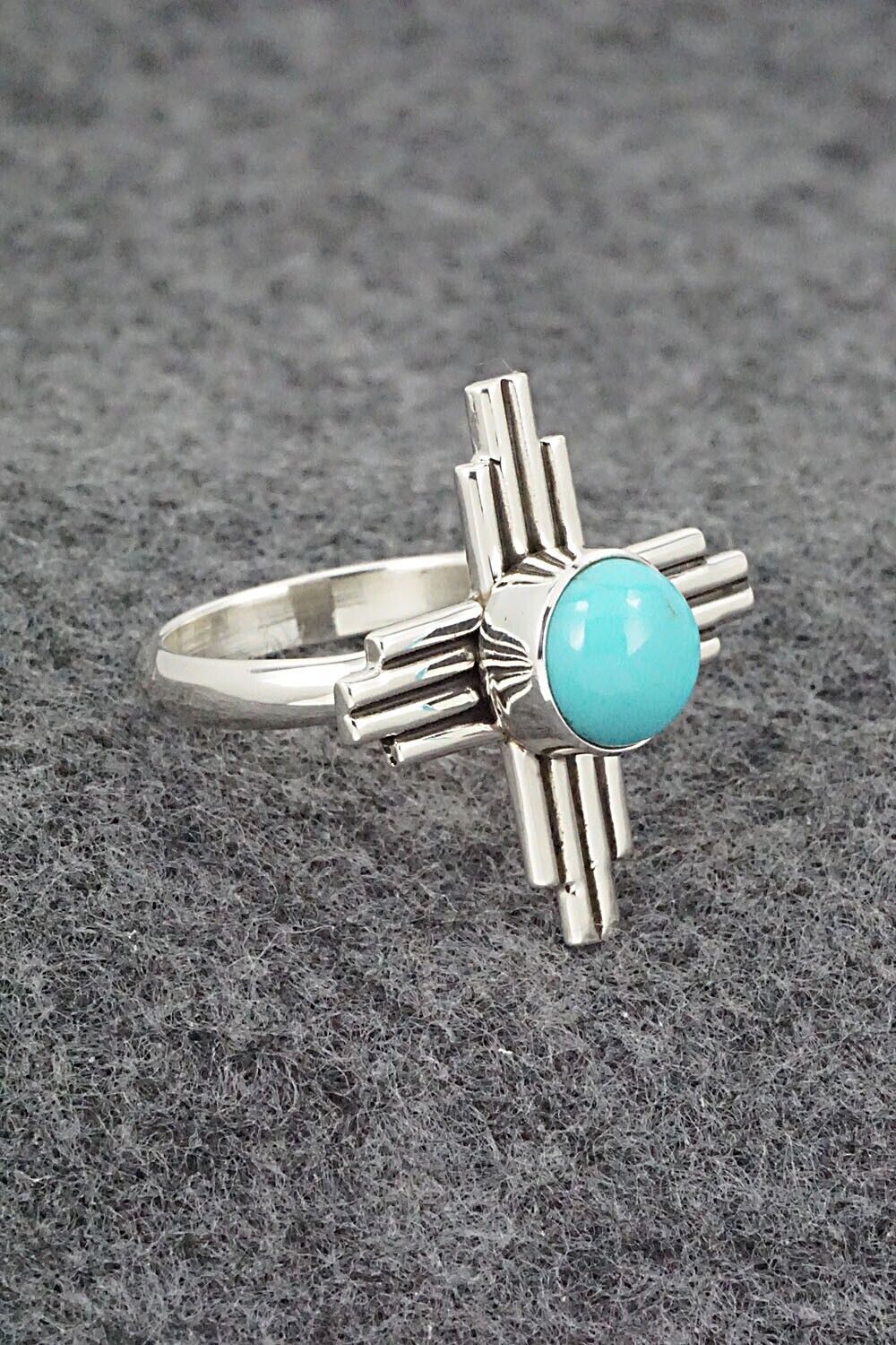 Turquoise and Sterling Silver Ring - Raymond Coriz - Size 7.5