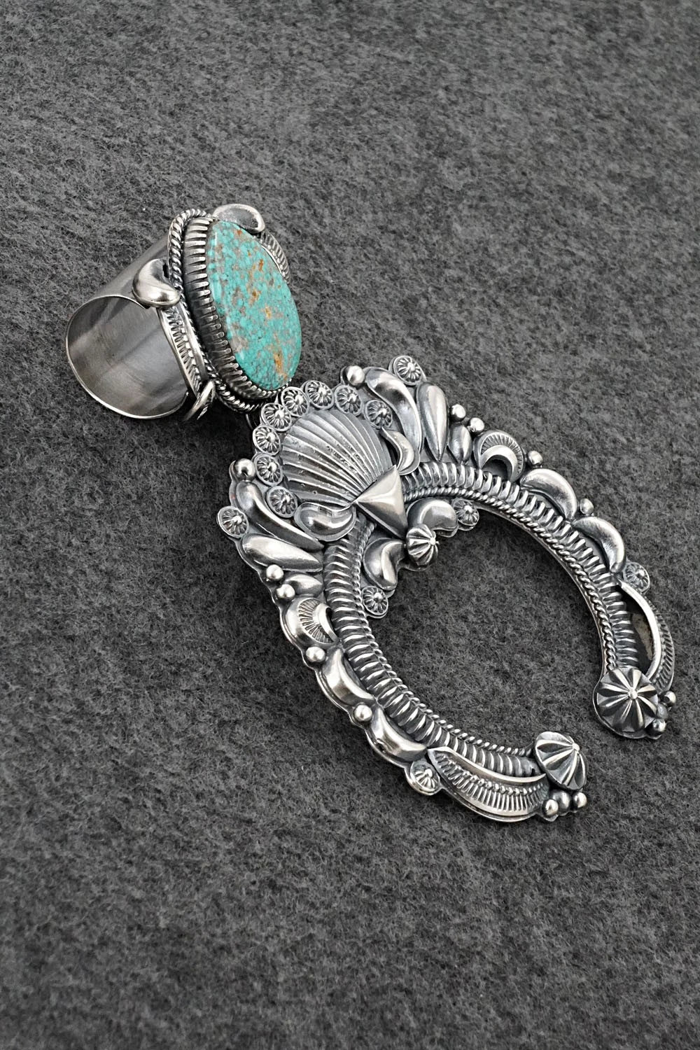 Turquoise & Sterling Silver Naja Pendant - Delbert Gordon