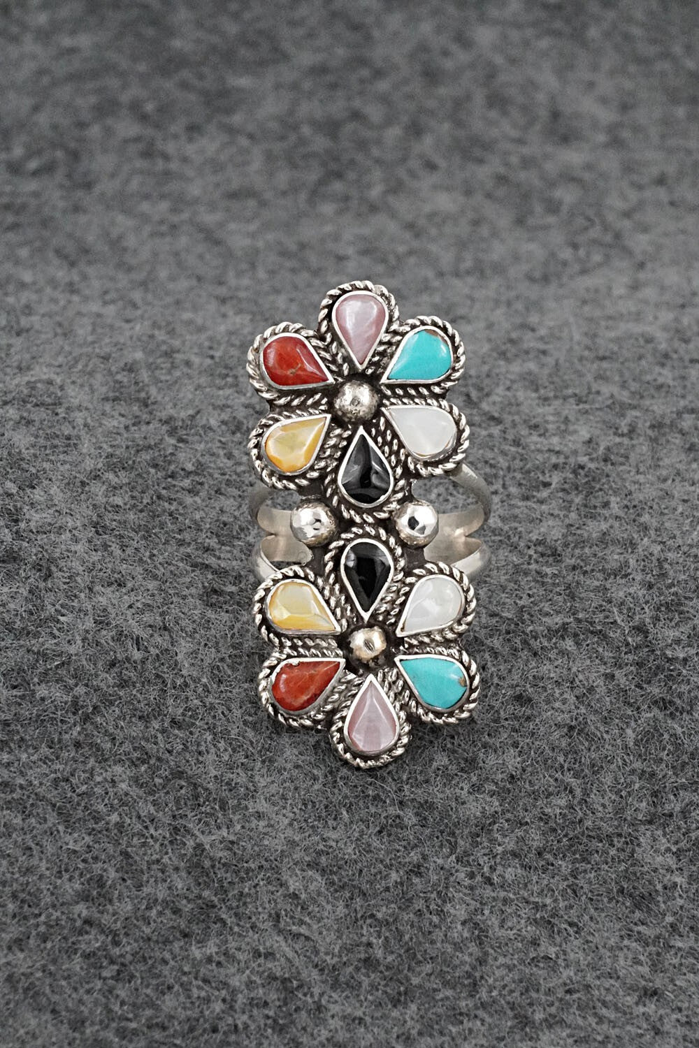 Multi-Stone & Sterling Silver Ring - Carol Lateyice - Size 7.5