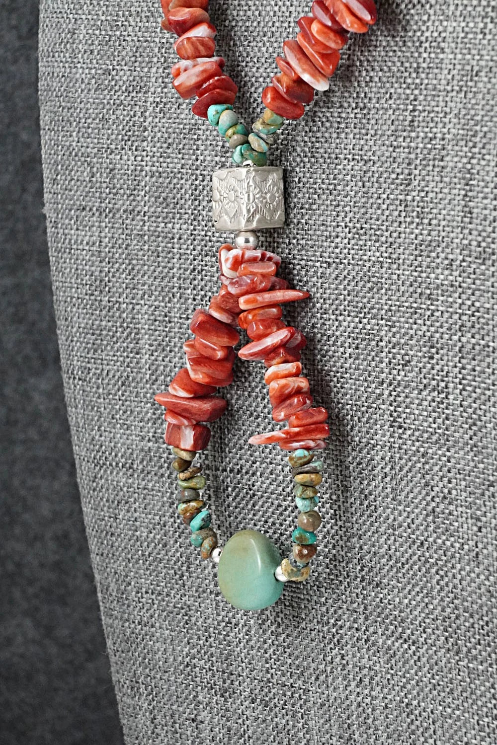 Spiny Oyster, Turquoise & Sterling Silver Necklace Set - Erika Brown