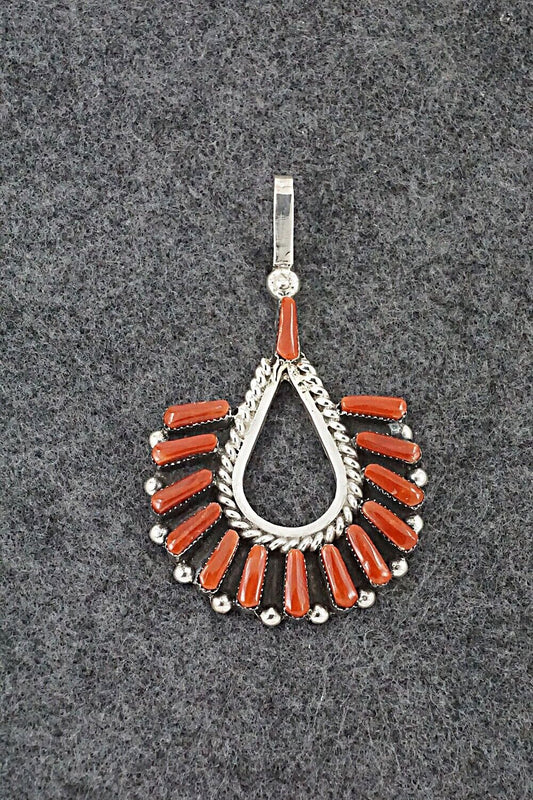 Coral and Sterling Silver Pendant - Carlene Hattie
