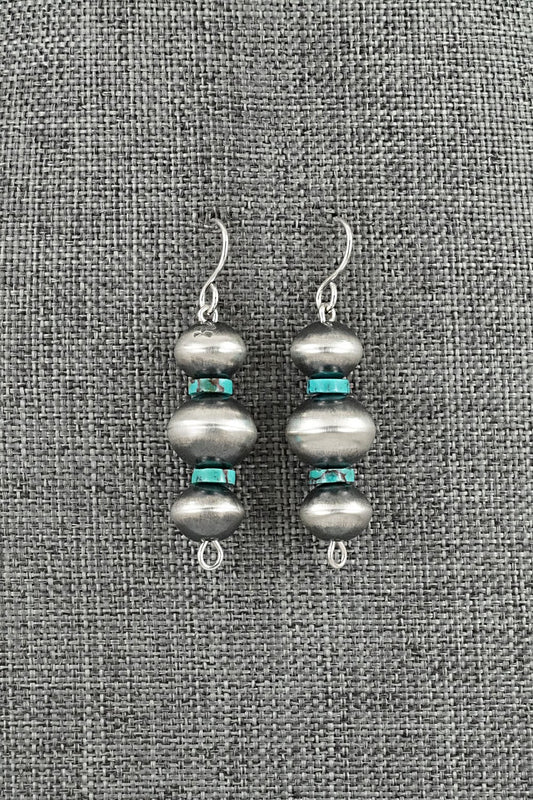 Turquoise & Sterling Silver Navajo Pearl Earrings - Tonisha Haley