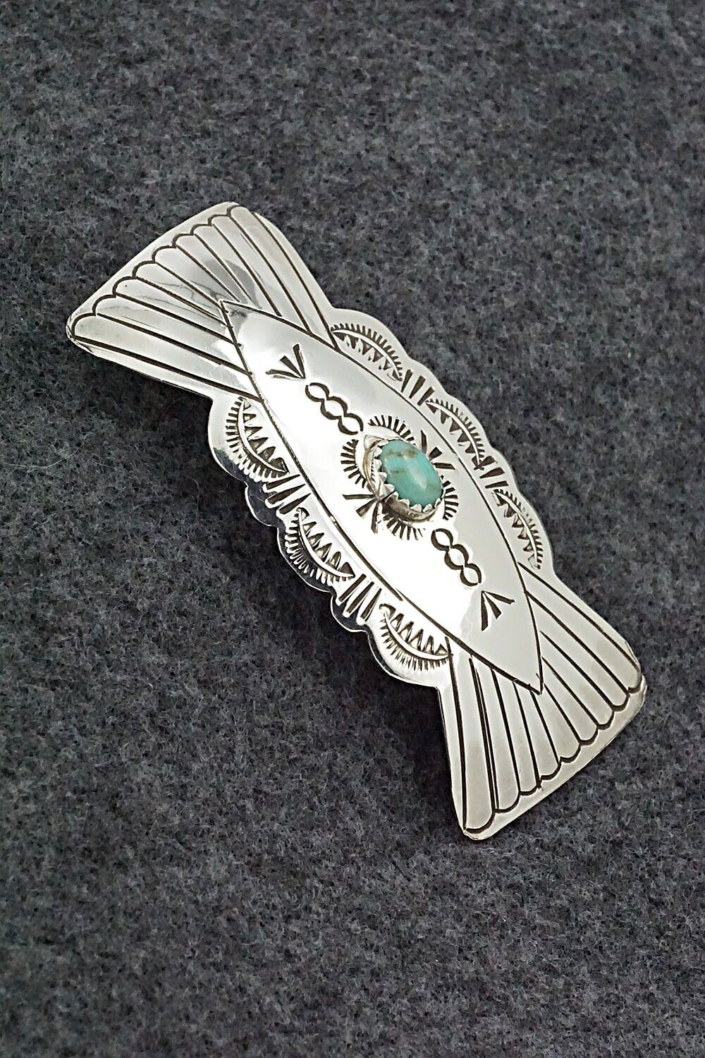 Turquoise & Sterling Silver Hair Barrette - Arlene Soce