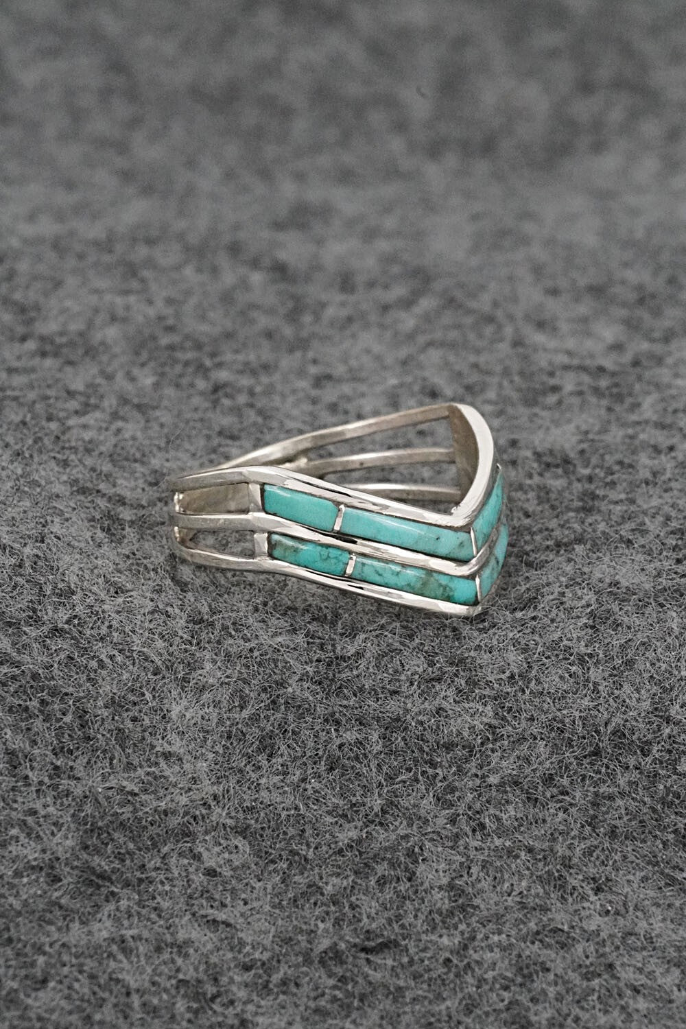 Turquoise & Sterling Silver Ring - Andrew Enrico - Size 8.5