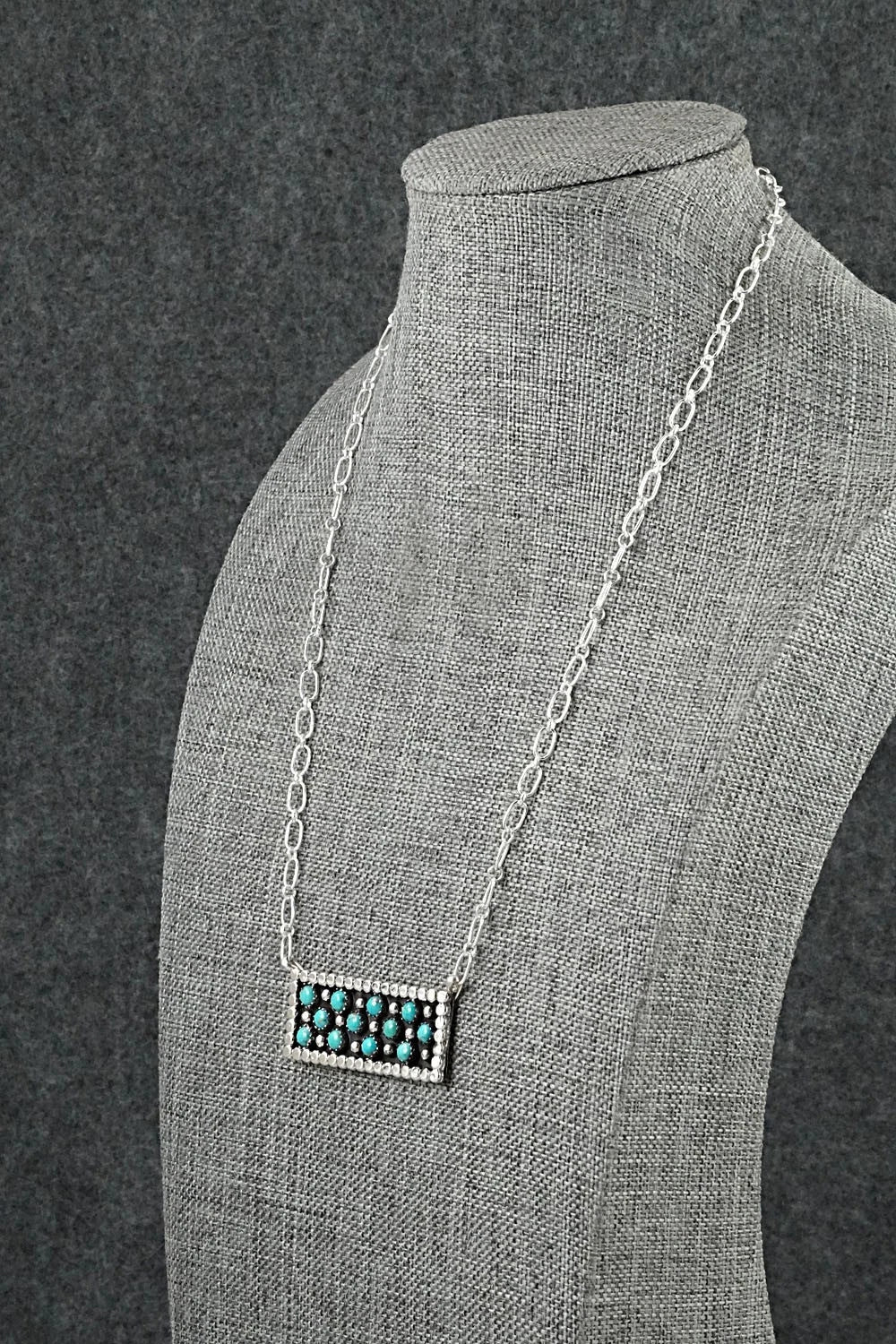 Turquoise & Sterling Silver Necklace - Kenny Lonjose