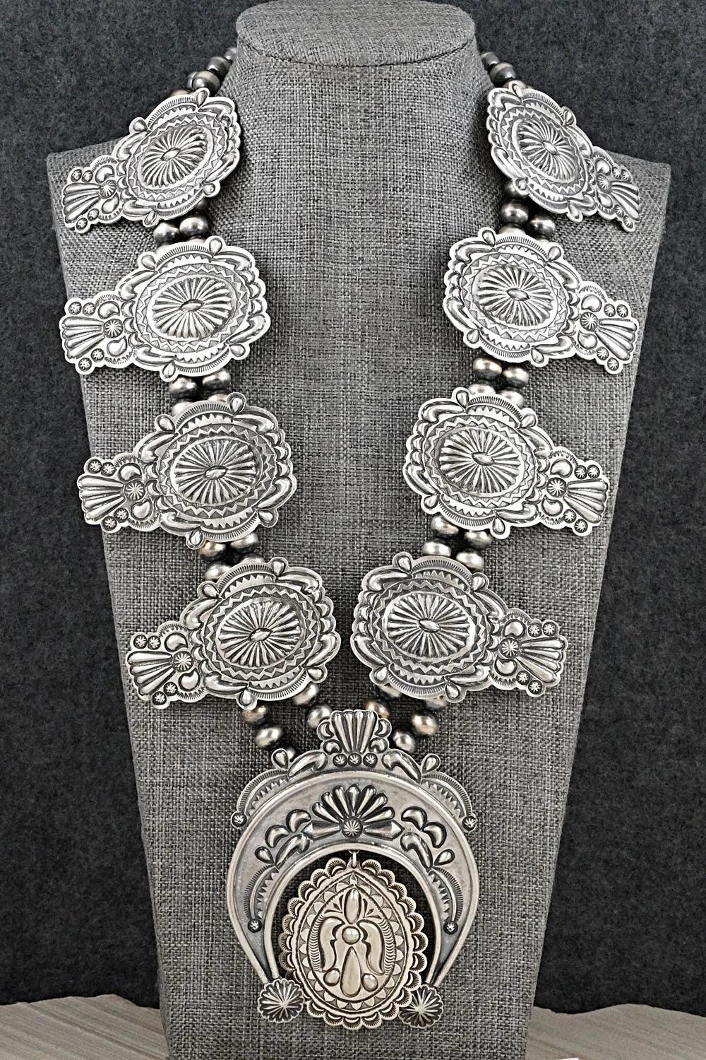 Sterling Silver Squash Blossom Necklace - Terry Charlie