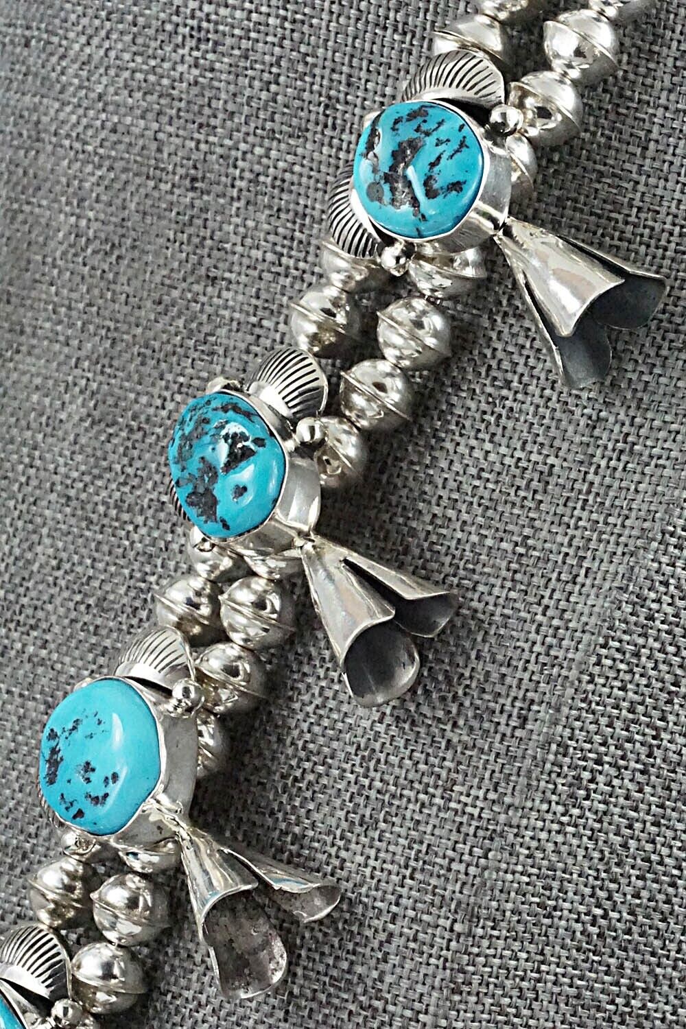 Turquoise & Sterling Silver Squash Blossom Set - Vernon Johnson