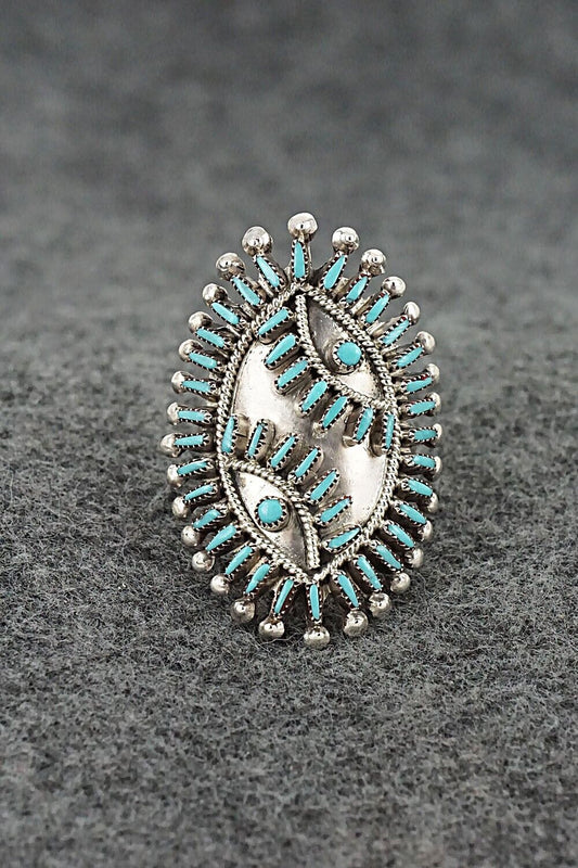 Turquoise & Sterling Silver Ring - Vincent Johnson - Size 7.75