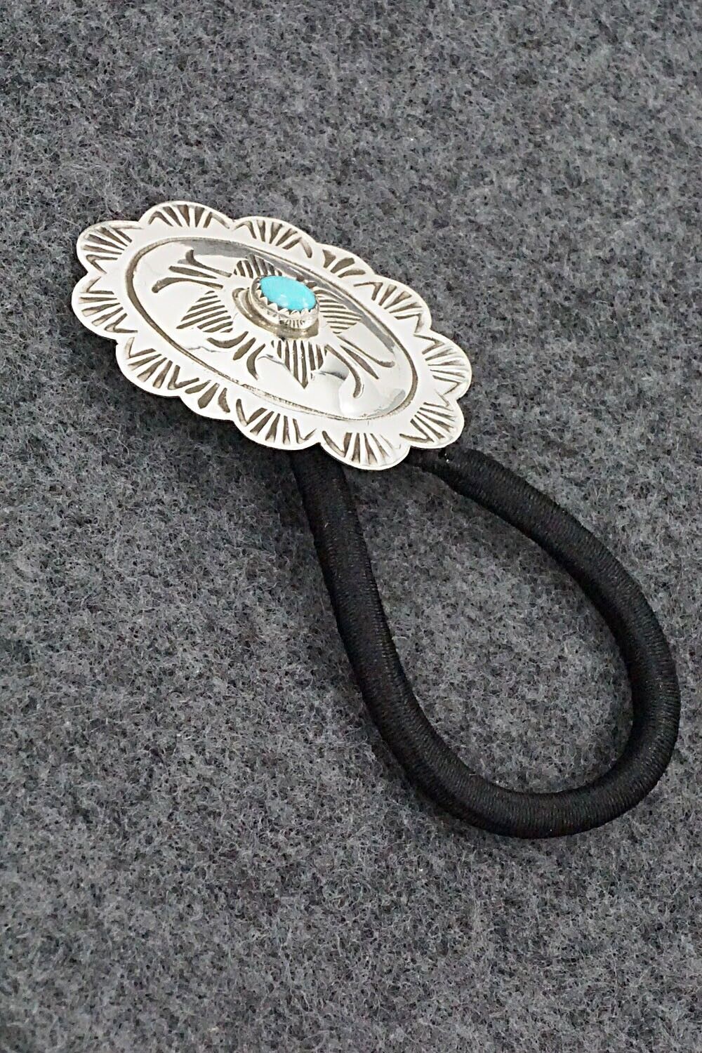 Turquoise & Sterling Silver Hair Tie - Bertha Begay