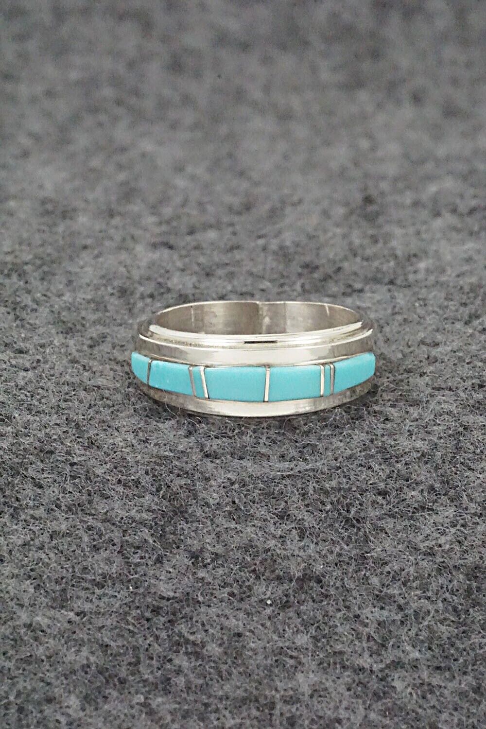 Turquoise & Sterling Silver Inlay Ring - Wilbert Muskett Jr. - Size 6