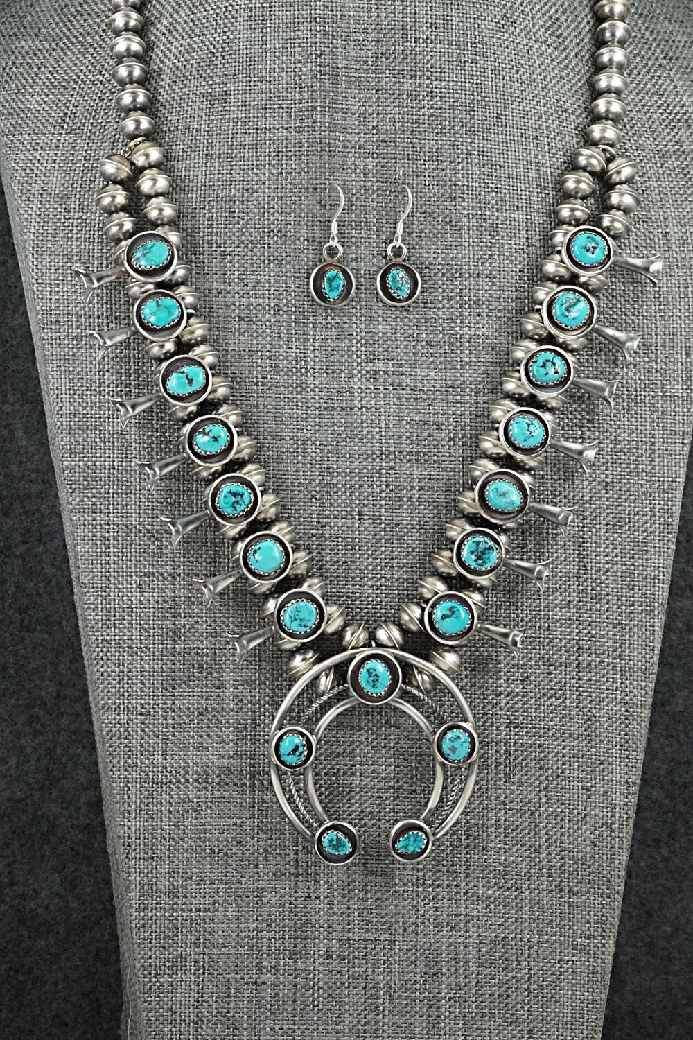 Turquoise & Sterling Silver Squash Blossom Set - Phil Garcia