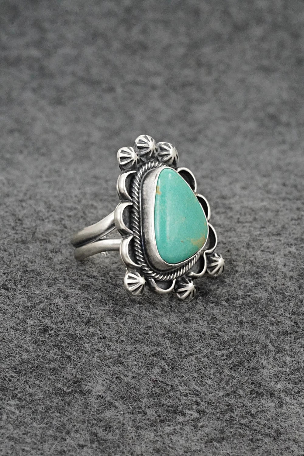 Turquoise & Sterling Silver Ring - Bobby Johnson - Size Adjustable
