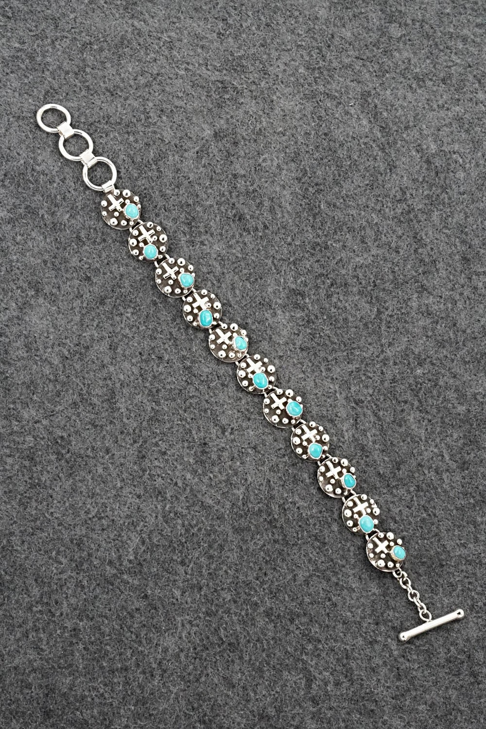 Turquoise & Sterling Silver Link Bracelet - Akee Douglas