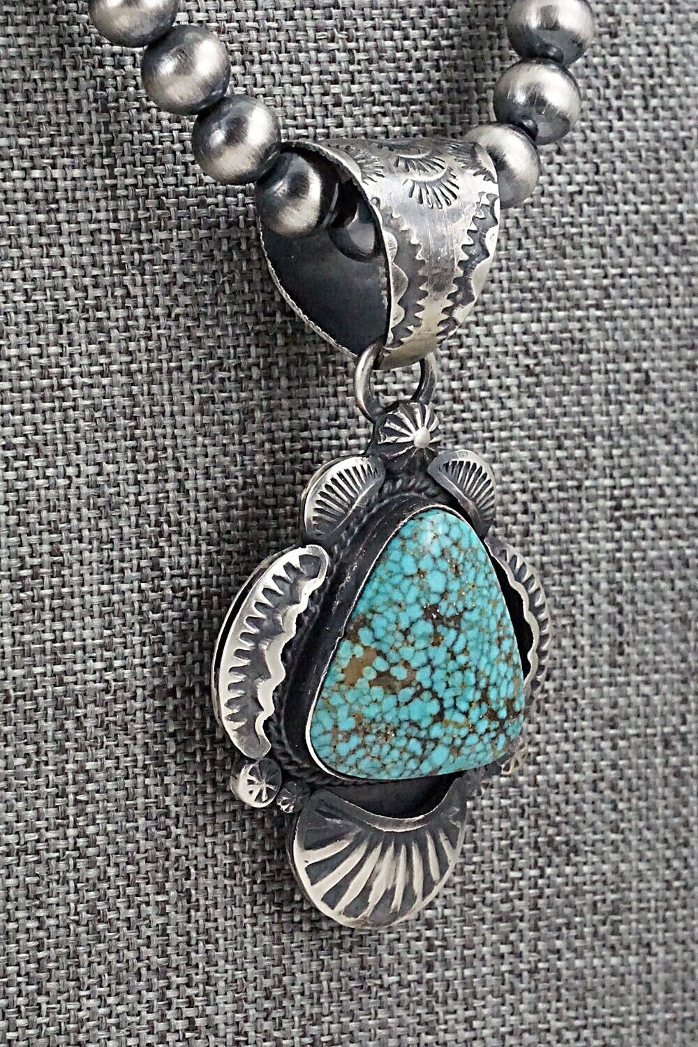 Turquoise & Sterling Silver Necklace - Gilbert Tom