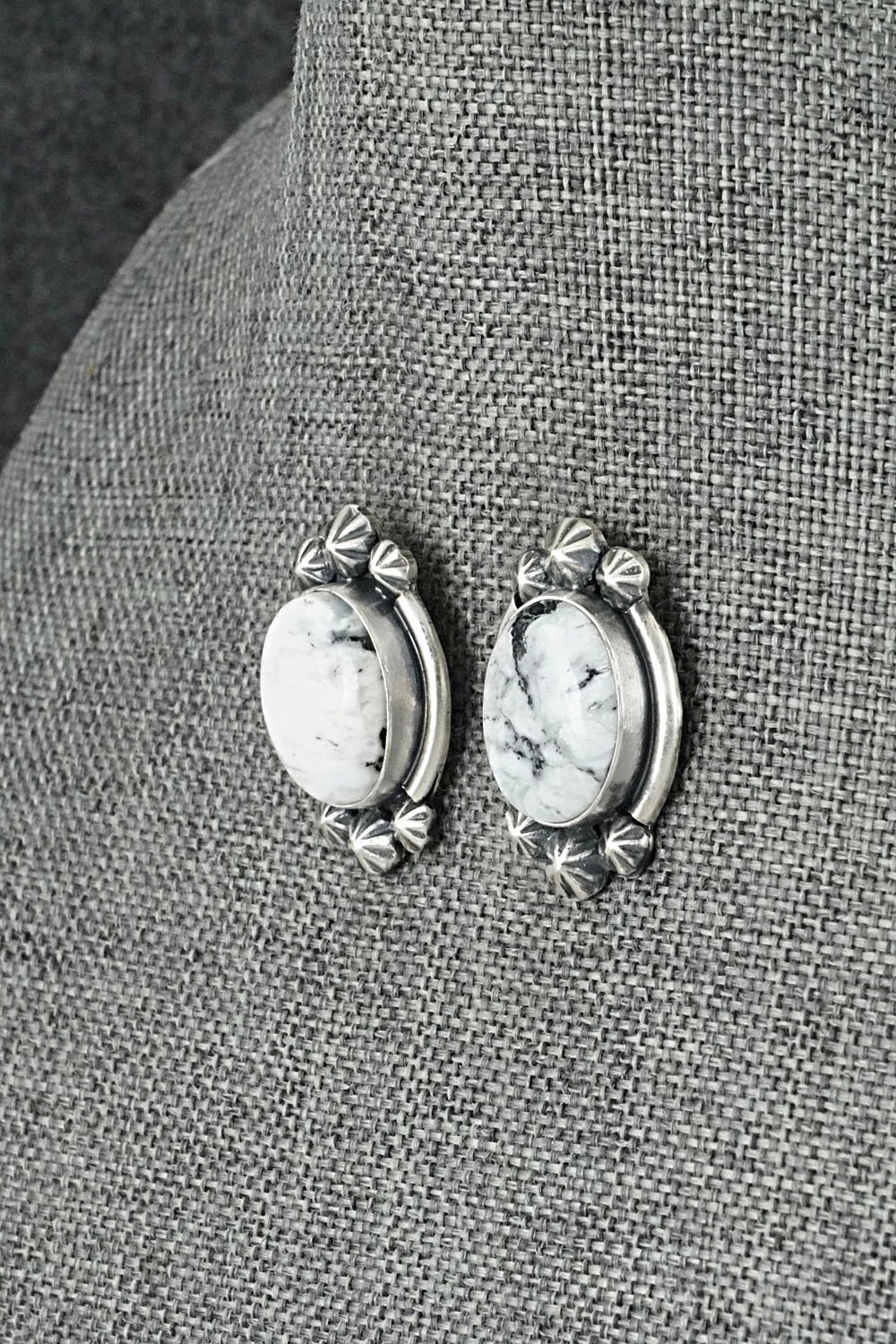 White Buffalo & Sterling Silver Squash Blossom Set - Darrin Livingston