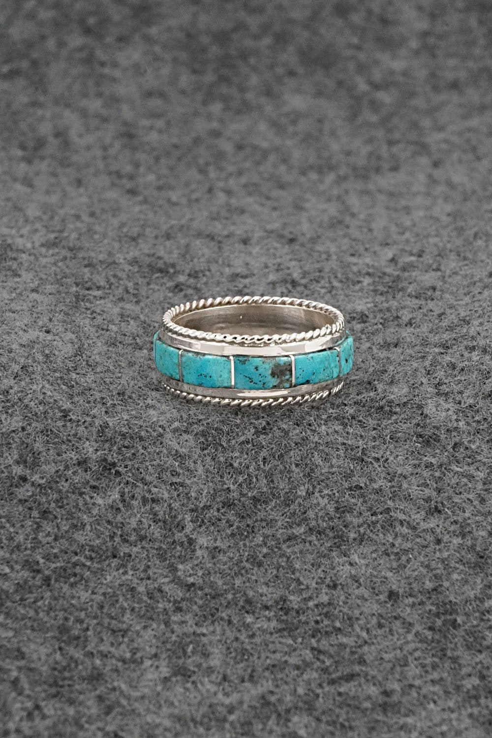 Turquoise & Sterling Silver Ring - Bruce Johnson - Size 8