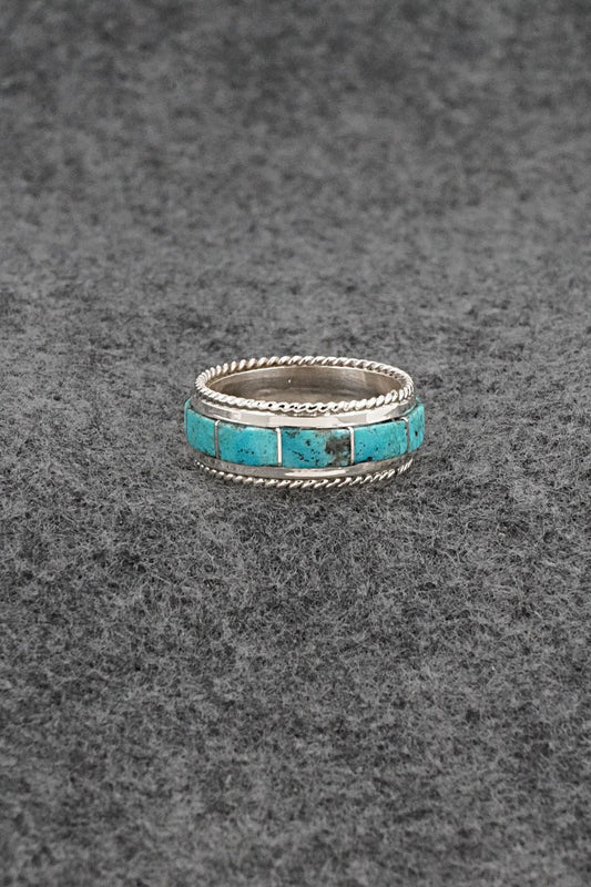 Turquoise & Sterling Silver Ring - Bruce Johnson - Size 8