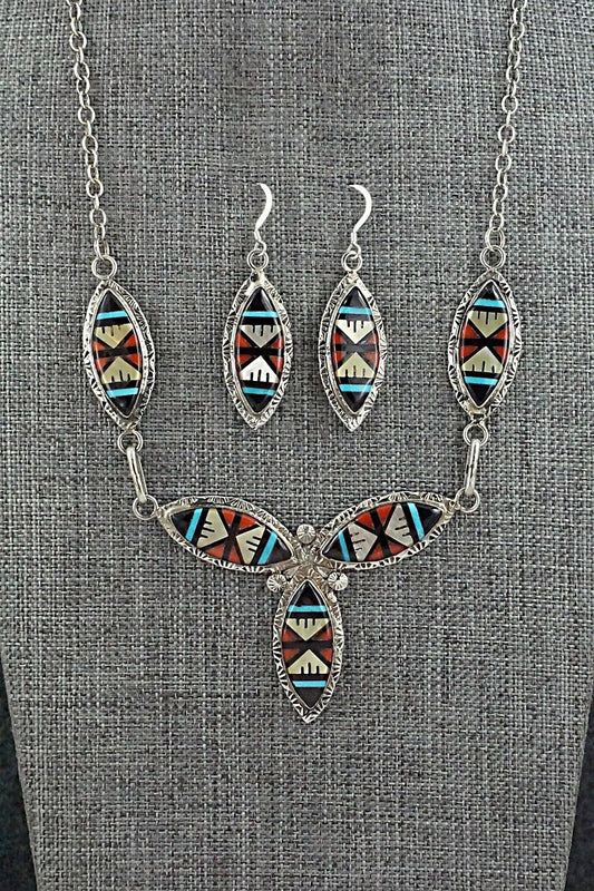 Multi-Stone & Sterling Silver Inlay Necklace Set - Leslie Lamy