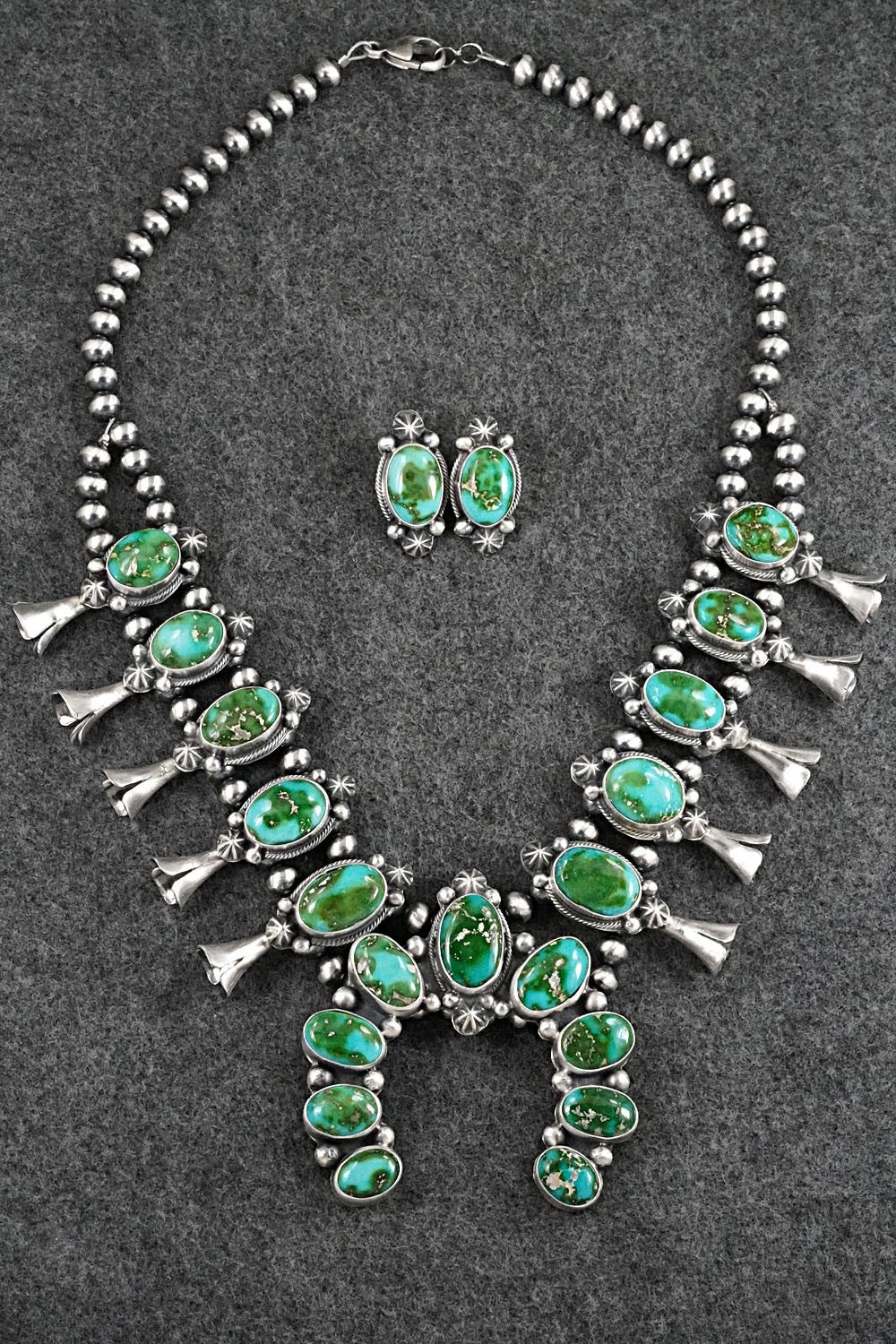 Turquoise & Sterling Silver Squash Blossom Set - Bob Becenti