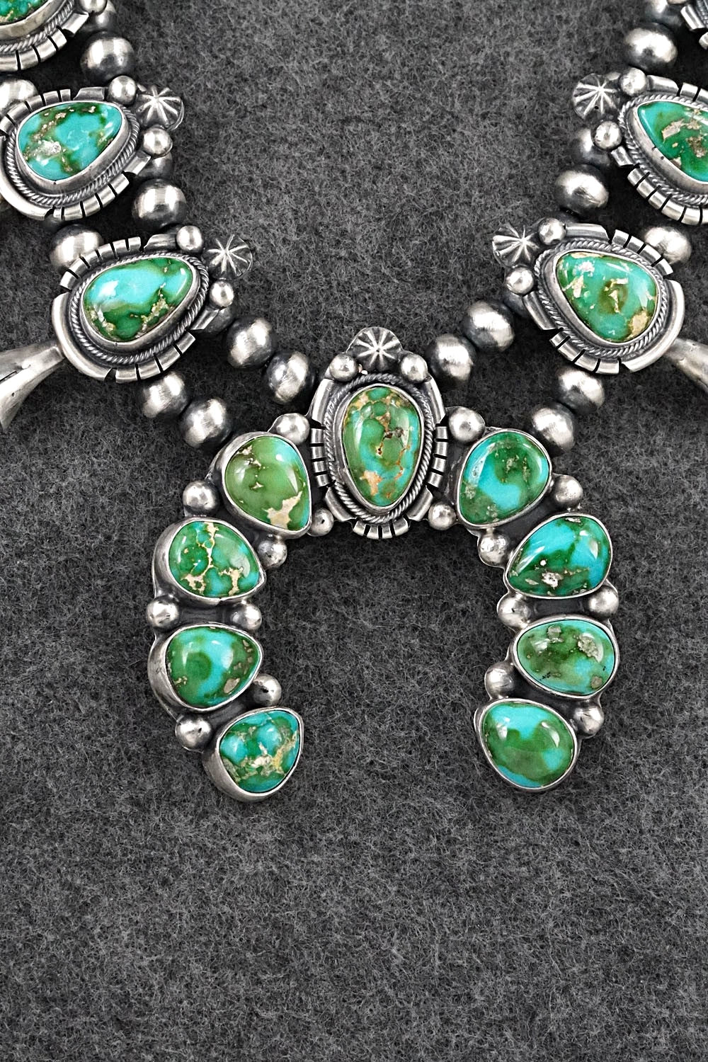 Turquoise & Sterling Silver Squash Blossom Set - Bob Becenti