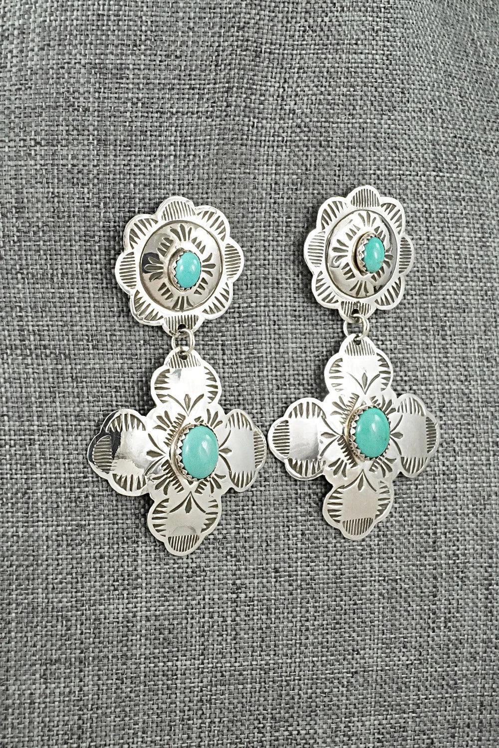 Turquoise and Sterling Silver Earrings - Bertha Begay