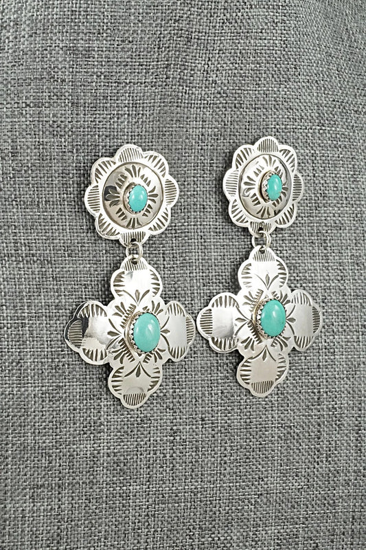 Turquoise and Sterling Silver Earrings - Bertha Begay