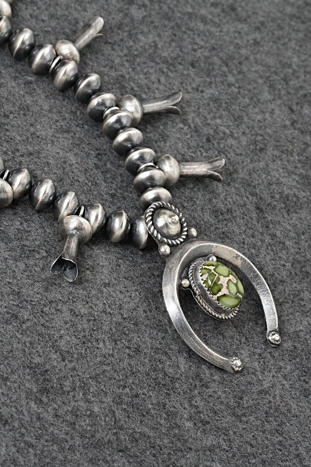 Turquoise & Sterling Silver Squash Blossom Necklace - Presley Haley