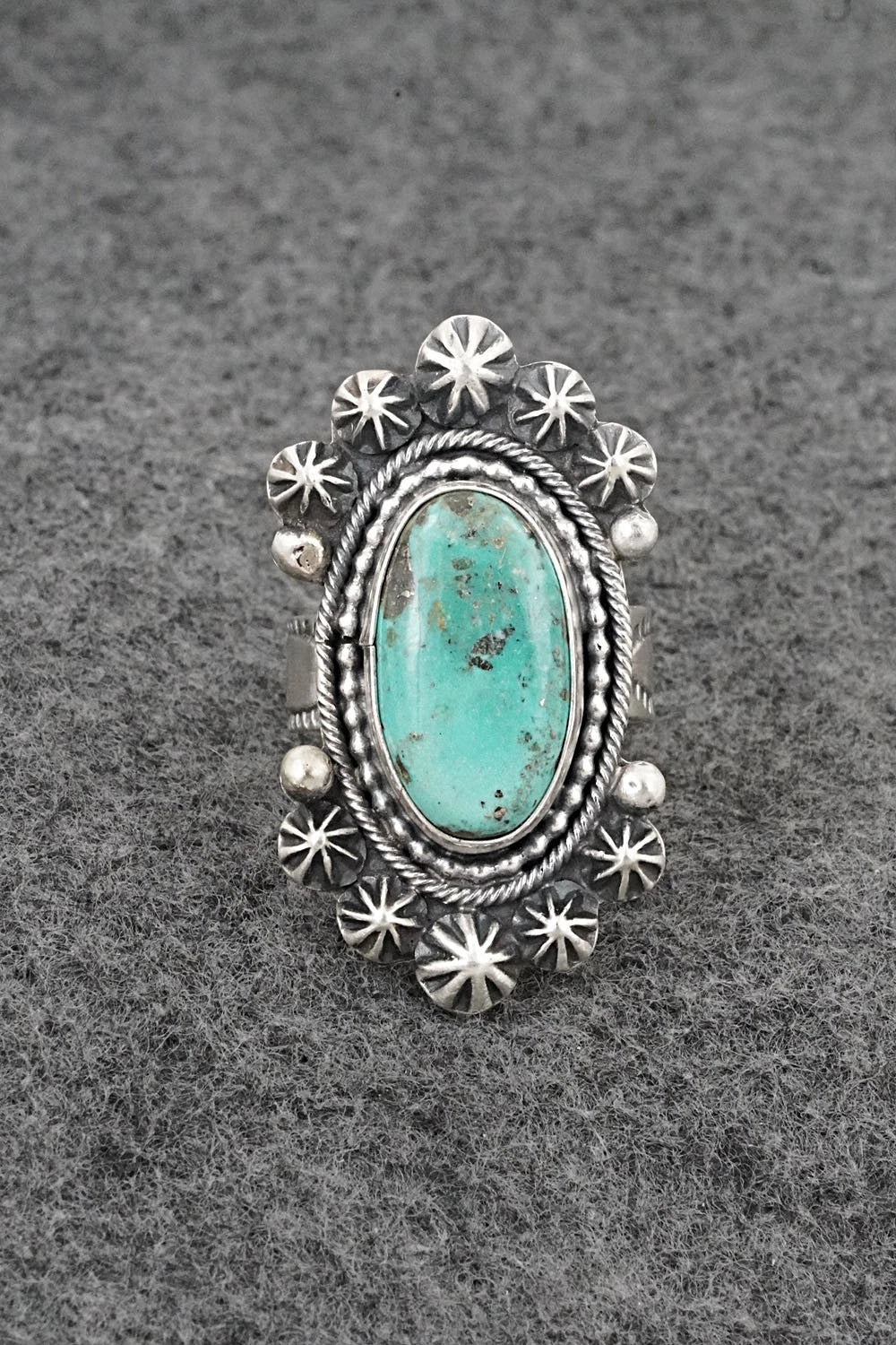 Turquoise & Sterling Silver Ring - Cordell Platero - Size Adjustable
