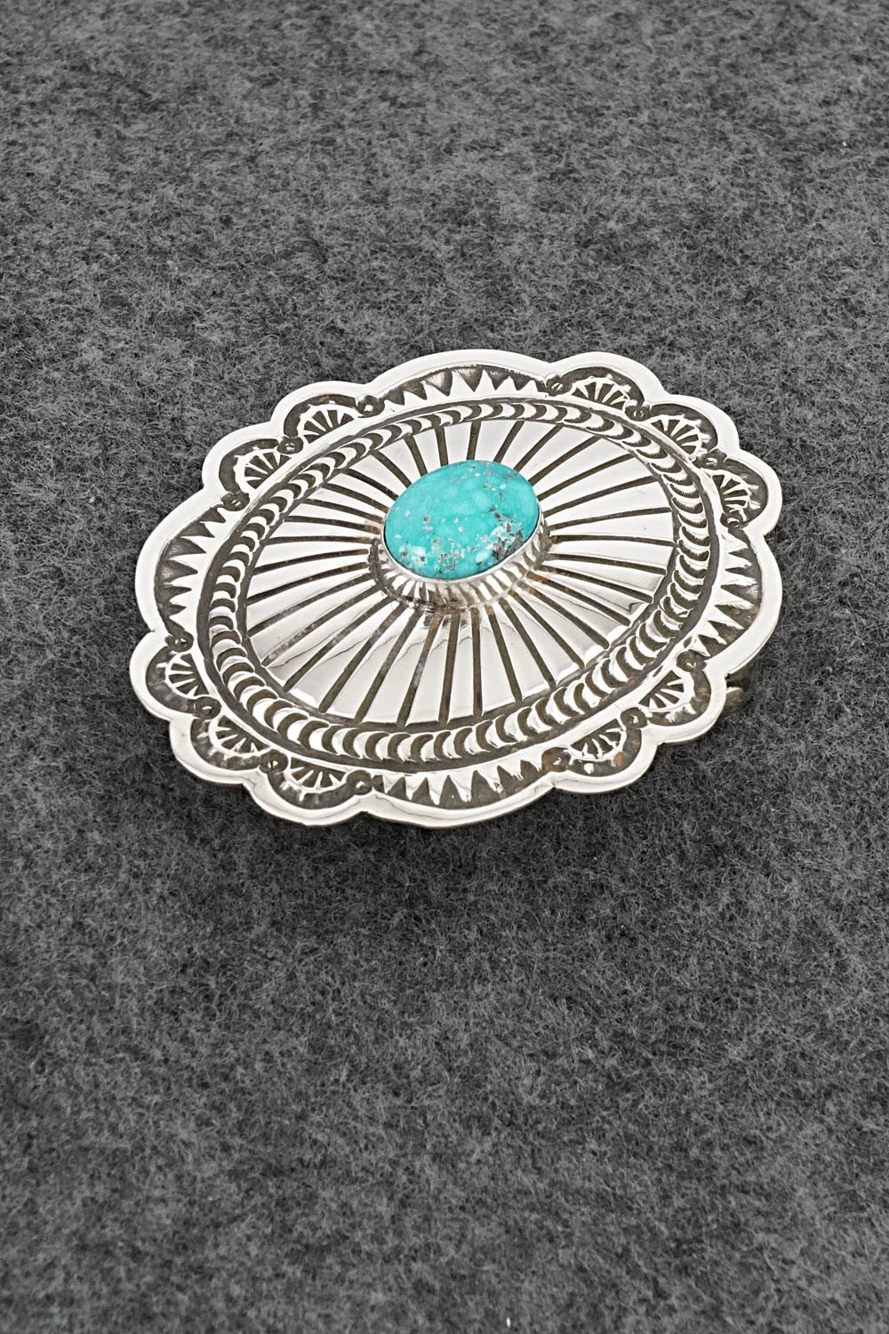 Turquoise & Sterling Silver Belt Buckle - Arnold Blackgoat