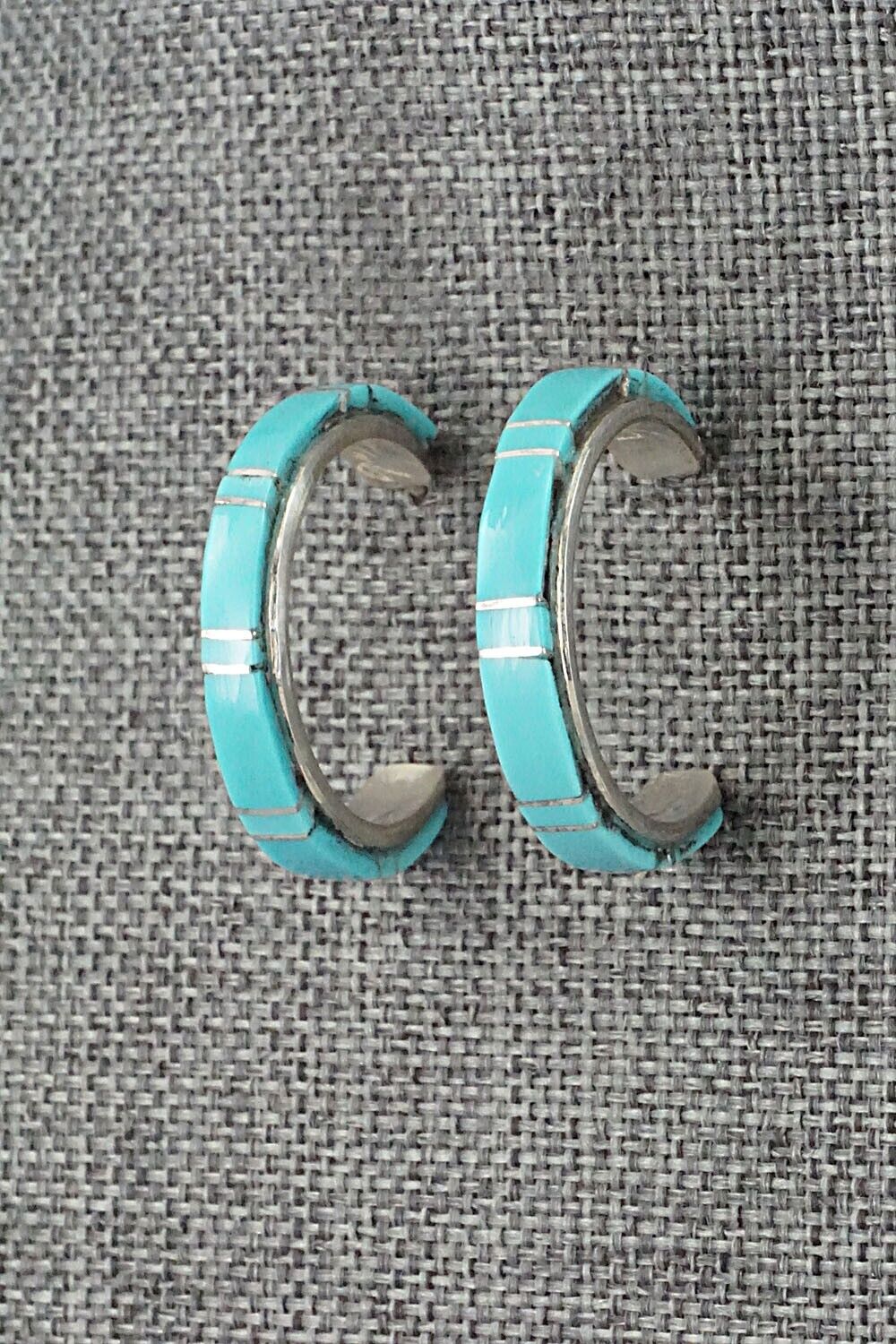 Turquoise & Sterling Silver Hoop Earrings - Terrance Panteah
