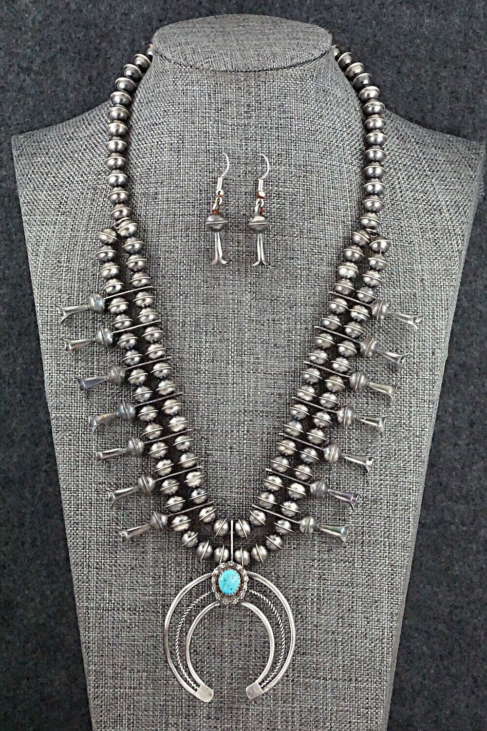 Turquoise & Sterling Silver Squash Blossom Set - Phil Garcia