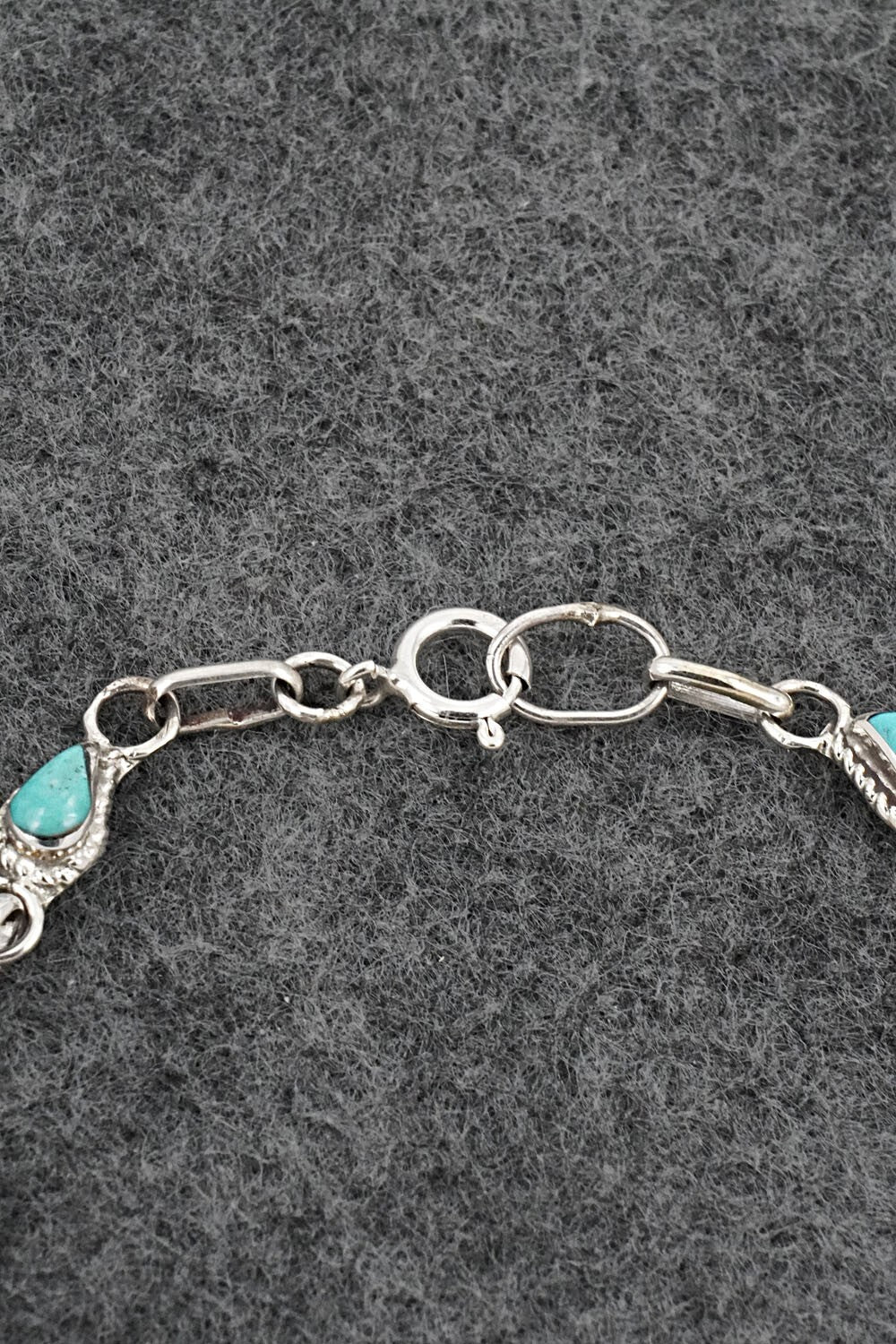 Turquoise & Sterling Silver Link Bracelet - Carol Lateyice