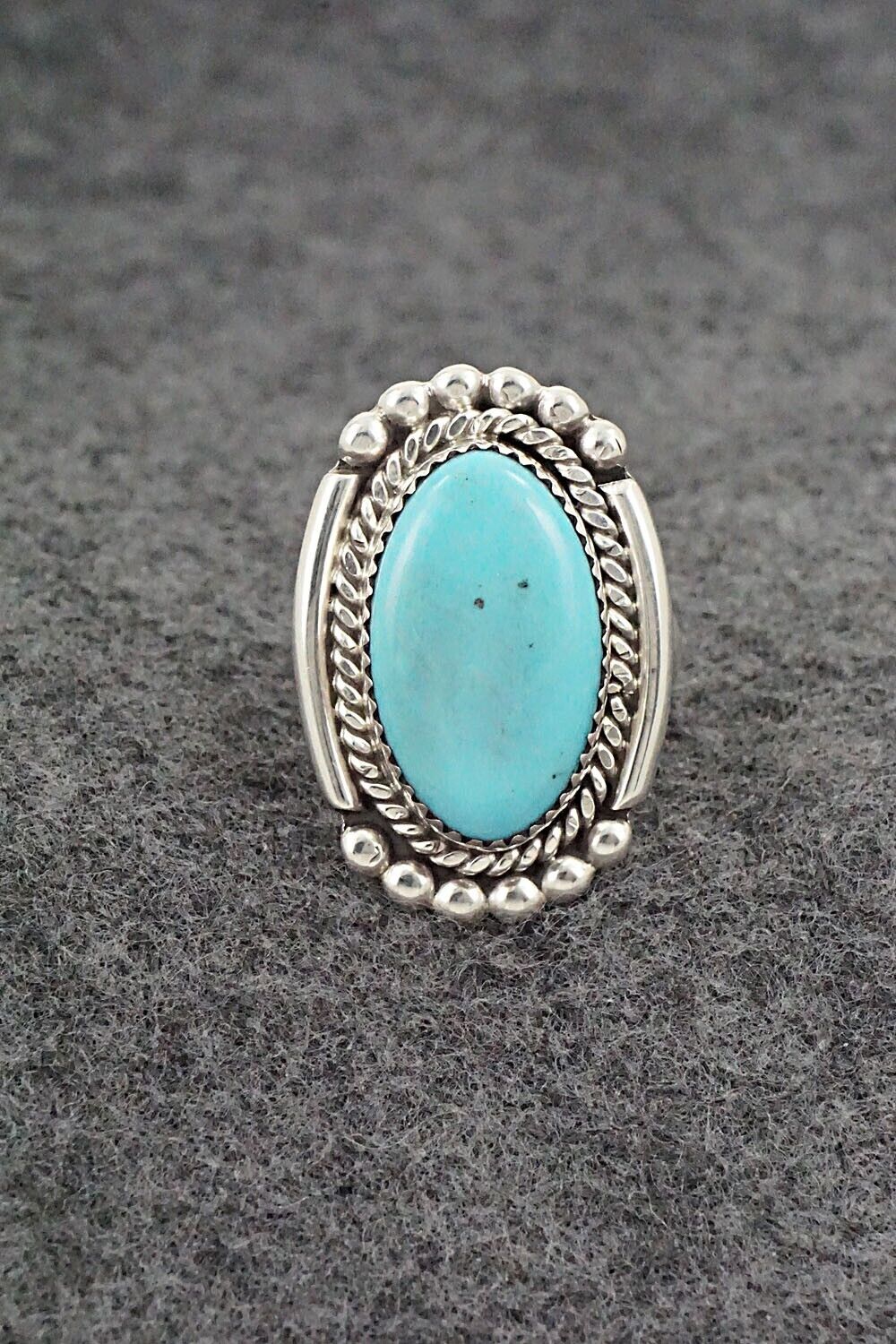 Turquoise & Sterling Silver Ring - Kenny Calavaza - Size 7.5