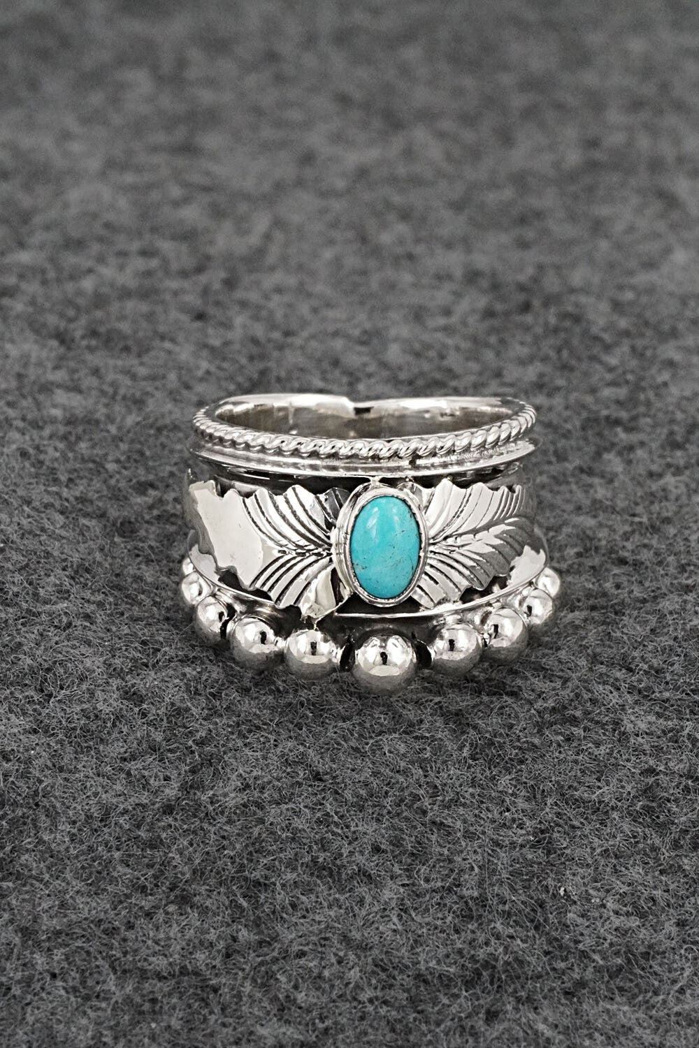 Turquoise & Sterling Silver Ring - Tom Lewis - Size 6.5