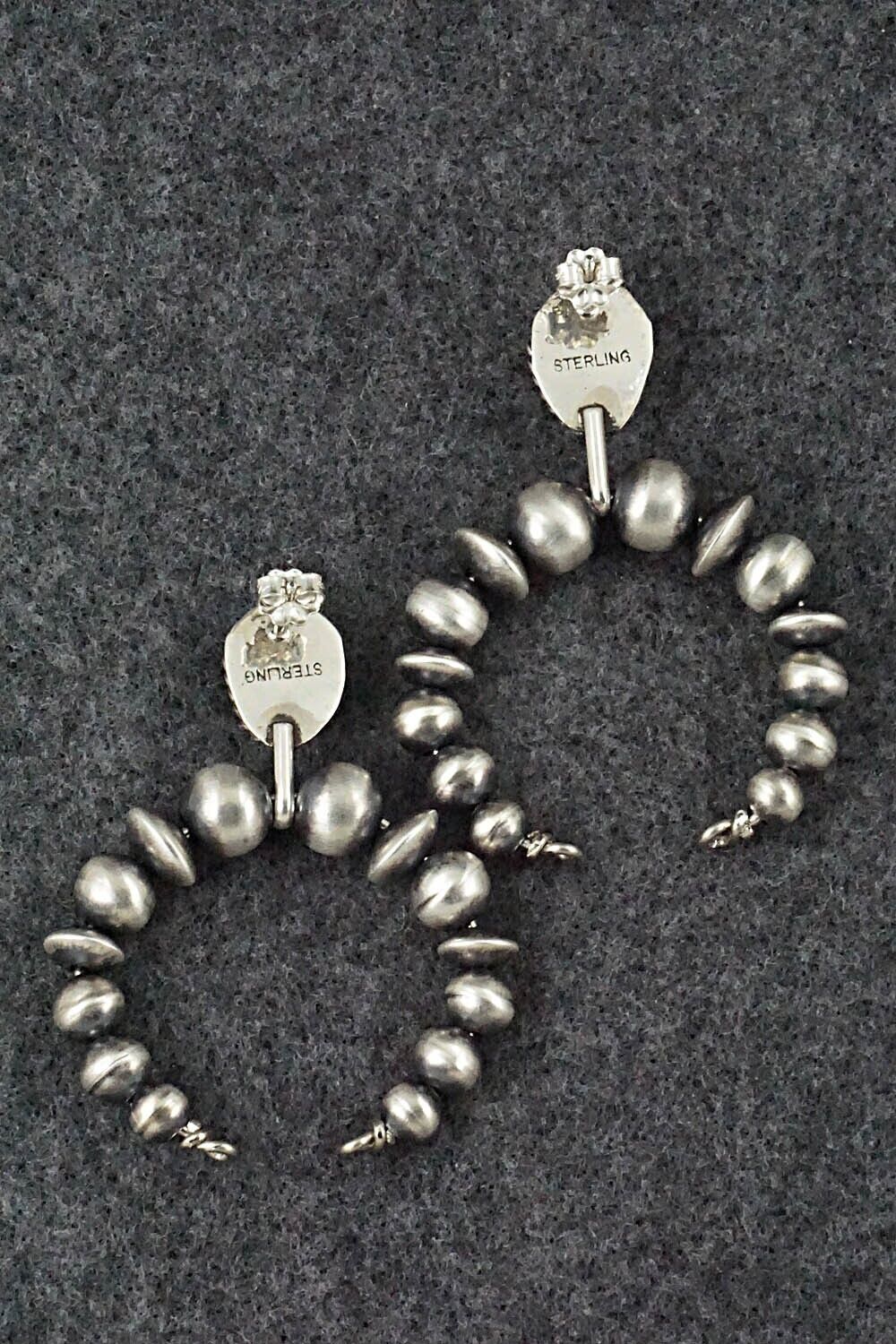 Turquoise & Sterling Silver Navajo Pearl Earrings - Amanda Larry
