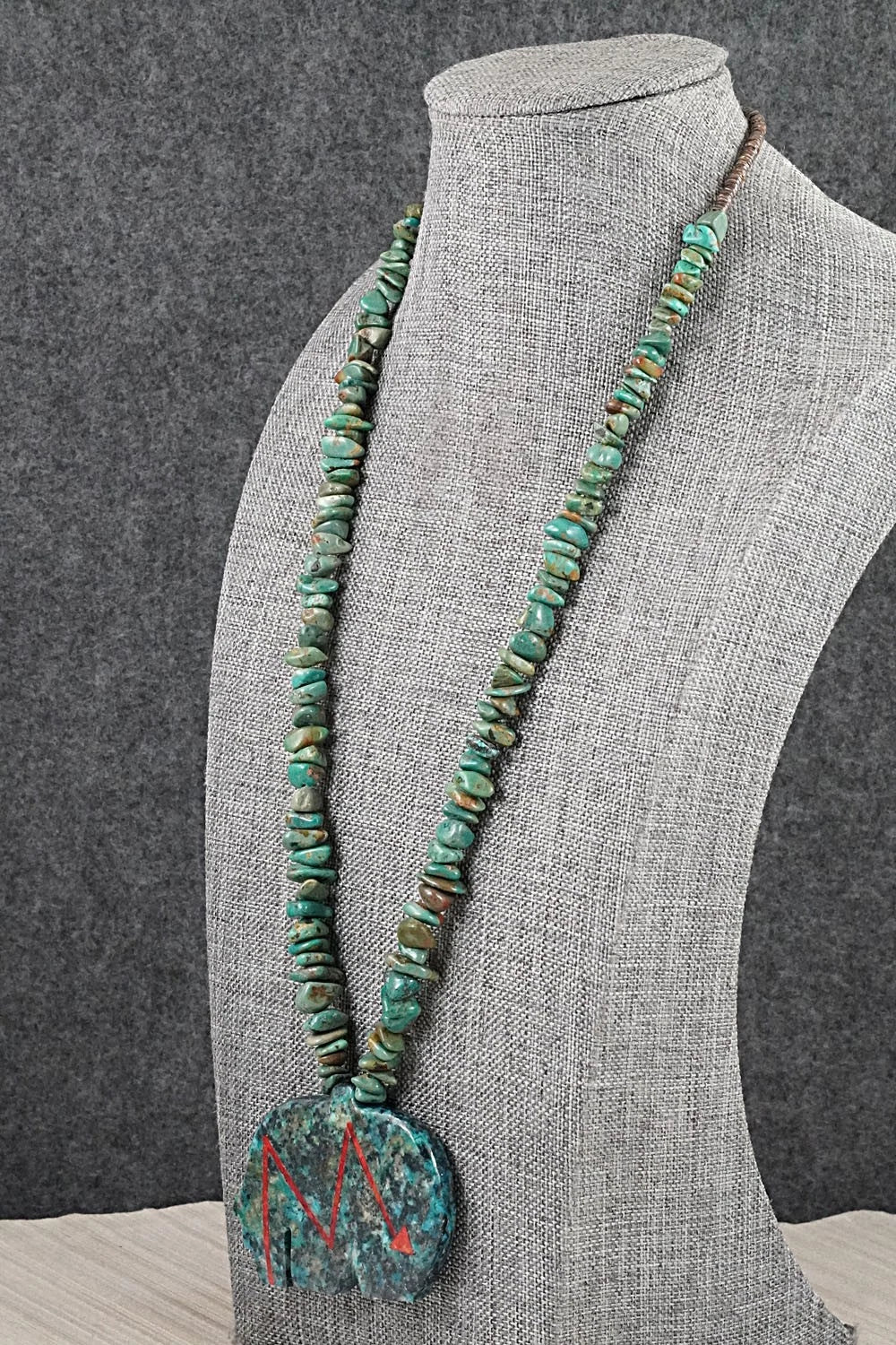 Turquoise Zuni Fetish Carving & Sterling Silver Necklace - Bernard Laiwakete