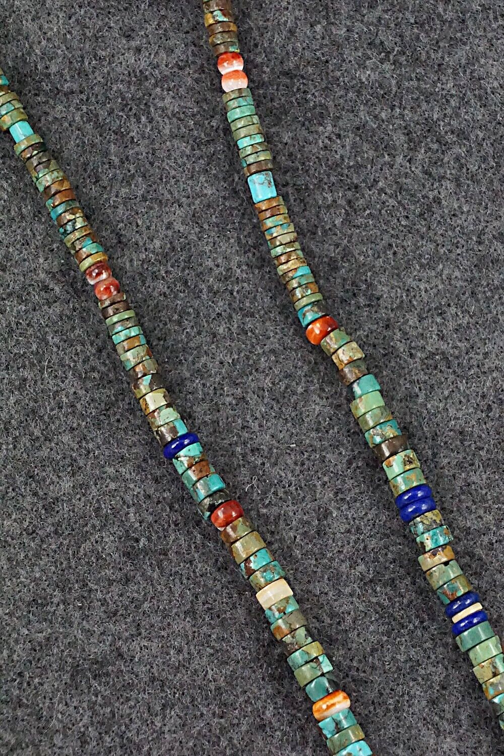 Multi Stone Buffalo Zuni Fetish Carving Beaded Necklace - Andres Quandelacy