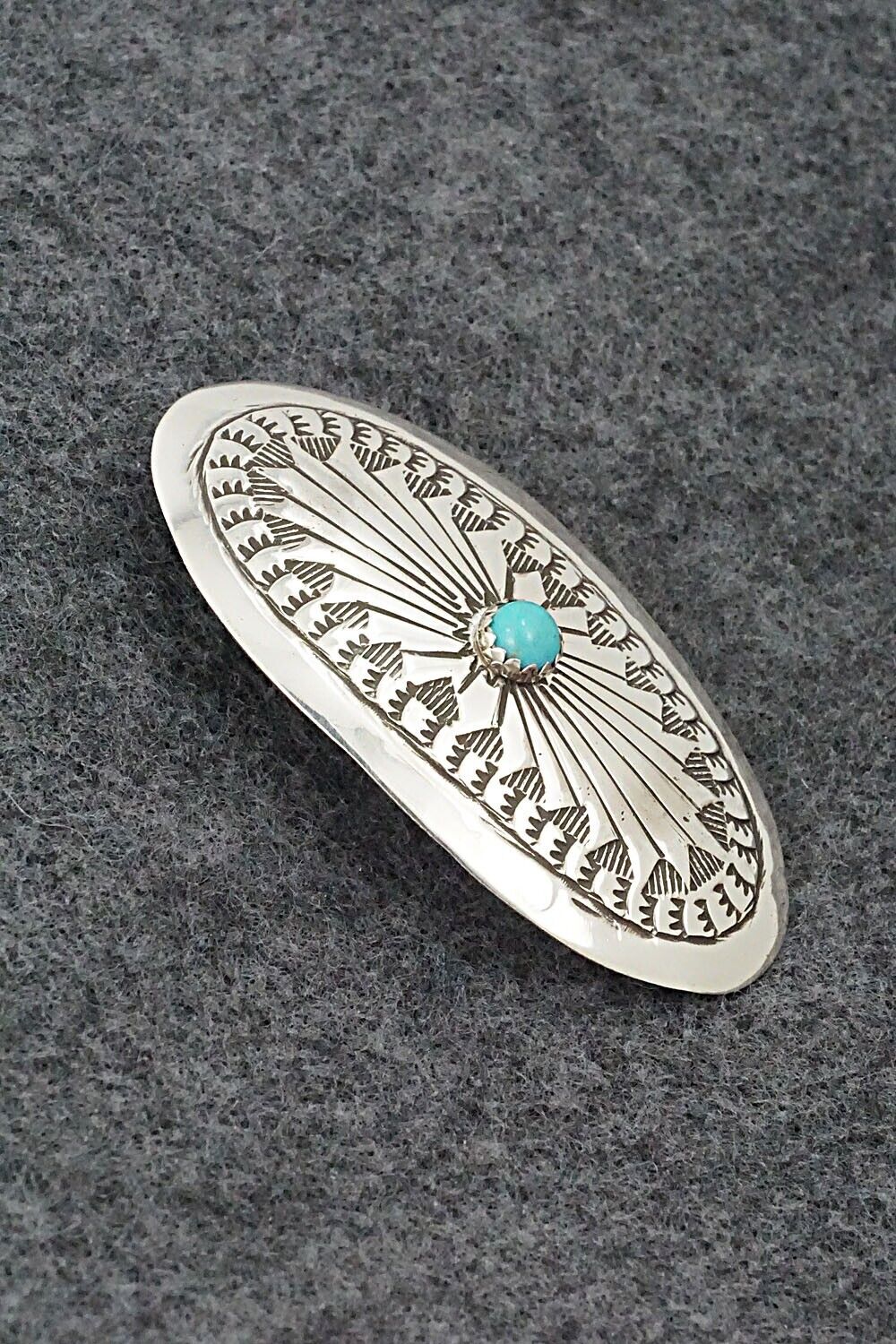 Turquoise & Sterling Silver Hair Barrette - Arlene Soce