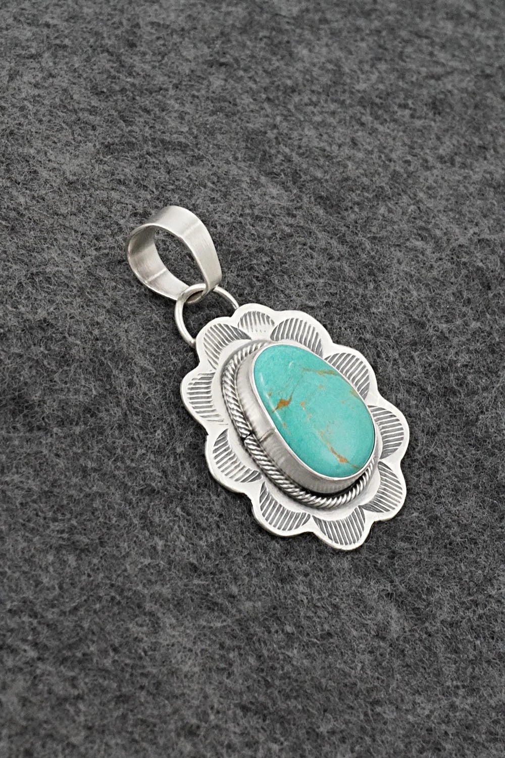 Turquoise & Sterling Silver Pendant - Cordell Platero